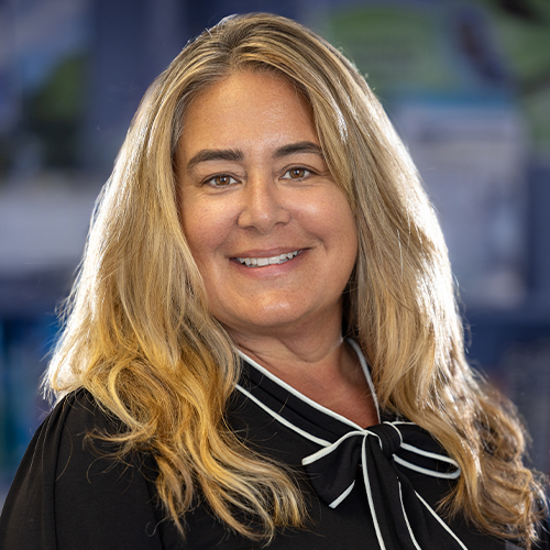 Angela wearing a dark black top